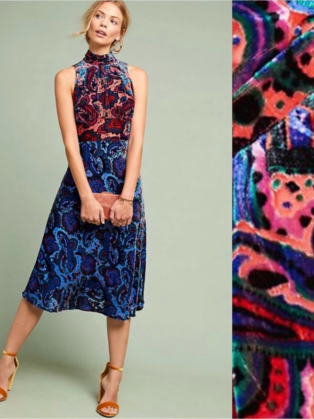 HTF ANTHROPOLOGIE Rumie Two-tone Velvet Dress